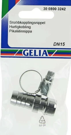 Gelia pikaliitinnippa 13 mm letkulle kromattu