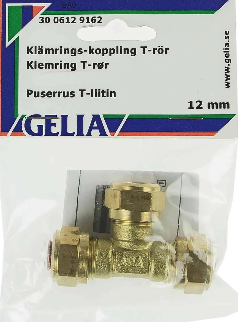Gelia puserrusliitin T 12mm