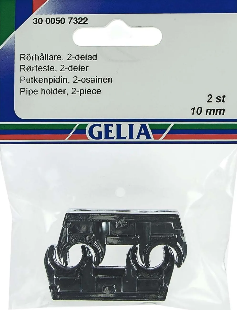 Gelia putkenpidin 2 x 10 mm kromattu 2 kpl