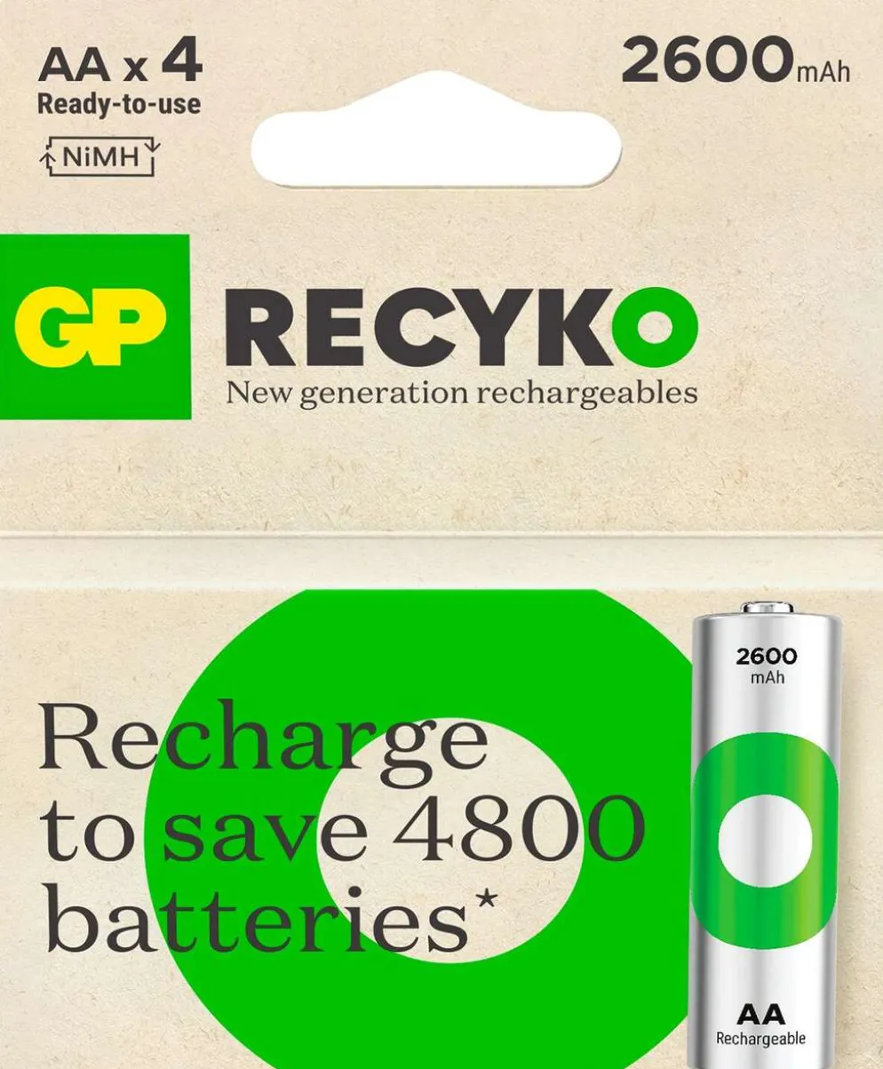 GP recyko ladattava aa 2600mah nimh akku 4kpl