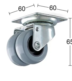 Habo kaksoispyörä 4105 Ø50mm kiinnityslevyllä 60x60mm