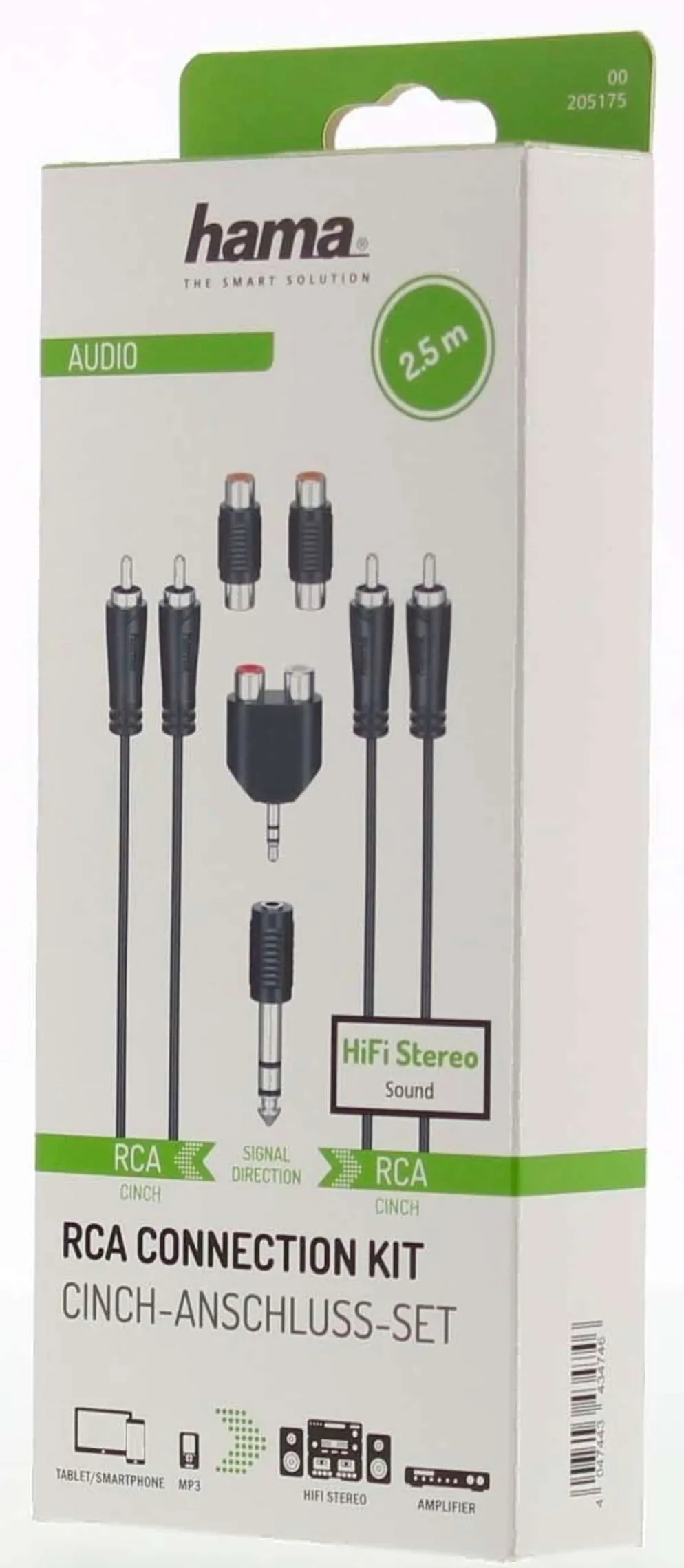 Hama Audioliitäntäsarja RCA, 5-os., 2,5 m