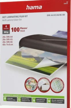 Hama Laminointikalvot DIN A4, A5, A6 x 20 kpl/koko, käyntikorttikoko 40 kpl, 80µ