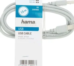 Hama USB-kaapeli, USB-A uros - USB-B uros, USB 2.0, 480 Mbit/s, 1,5 m