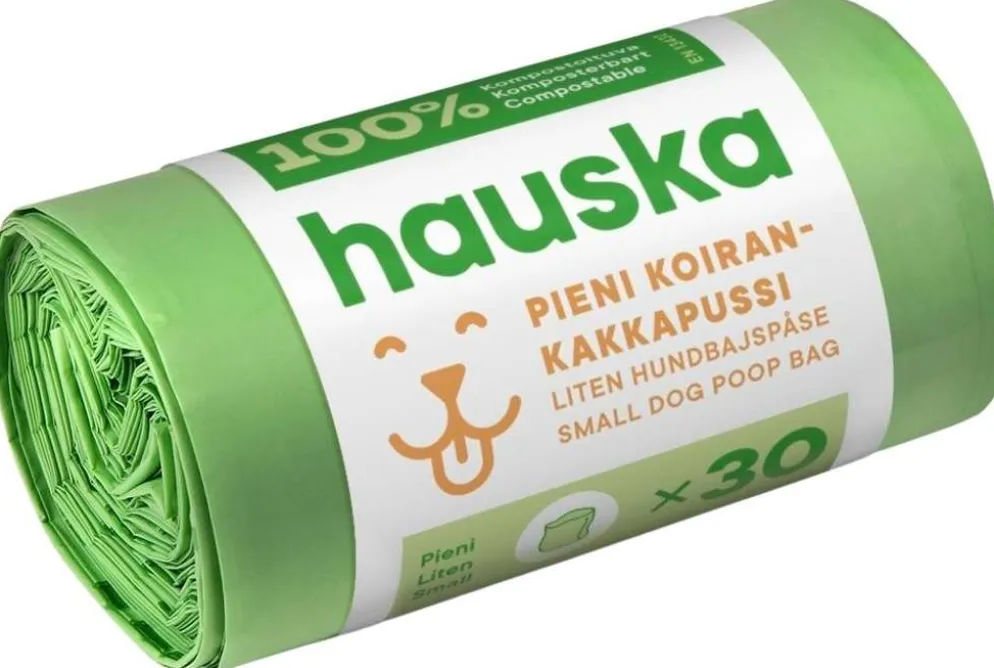 Hauska biohajoava koirankakkapussi pieni 30kpl 200x300 vihreä