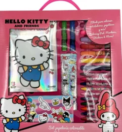 Hello Kitty & Friends askartelusetti, sis. Tusseja, vahaliituja, leimasin, tarroja & vihko
