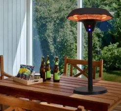 HORTUS Terassilämmitin, pöytämalli 'Ufo' 800/1200/2100 W HA, musta