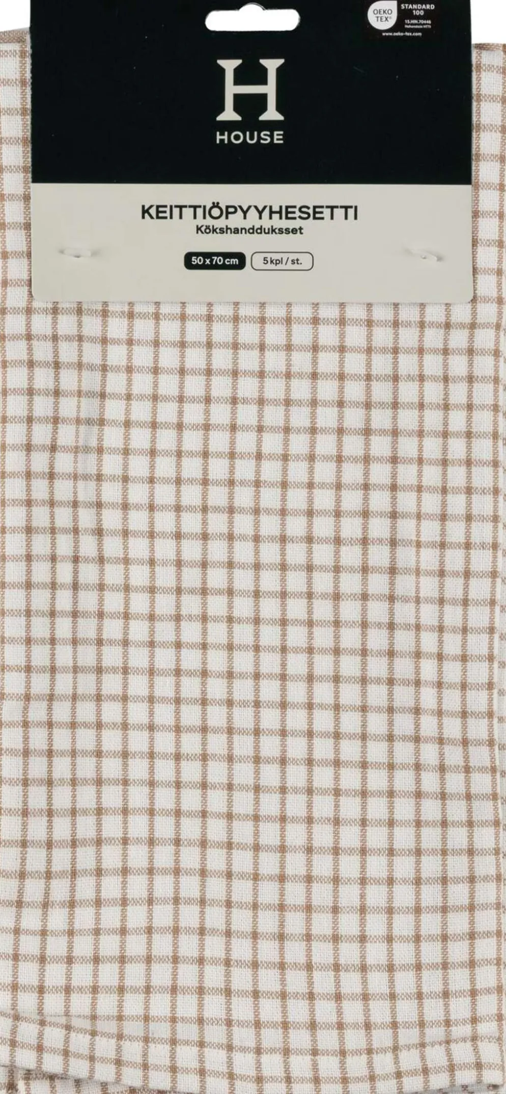 House keittiöpyyhe Anni beige/valkoinen 5 kpl