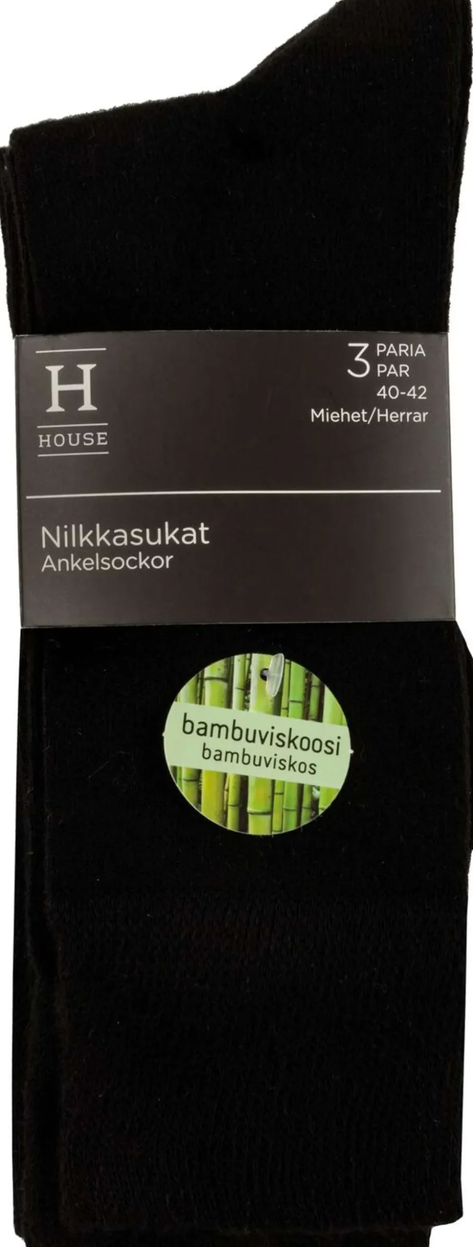 House miesten nilkkasukat bambu 193HNO2305 3-pack
