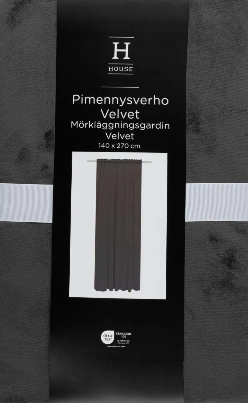 House pimennysverho Velvet 140x270 cm tummanharmaa