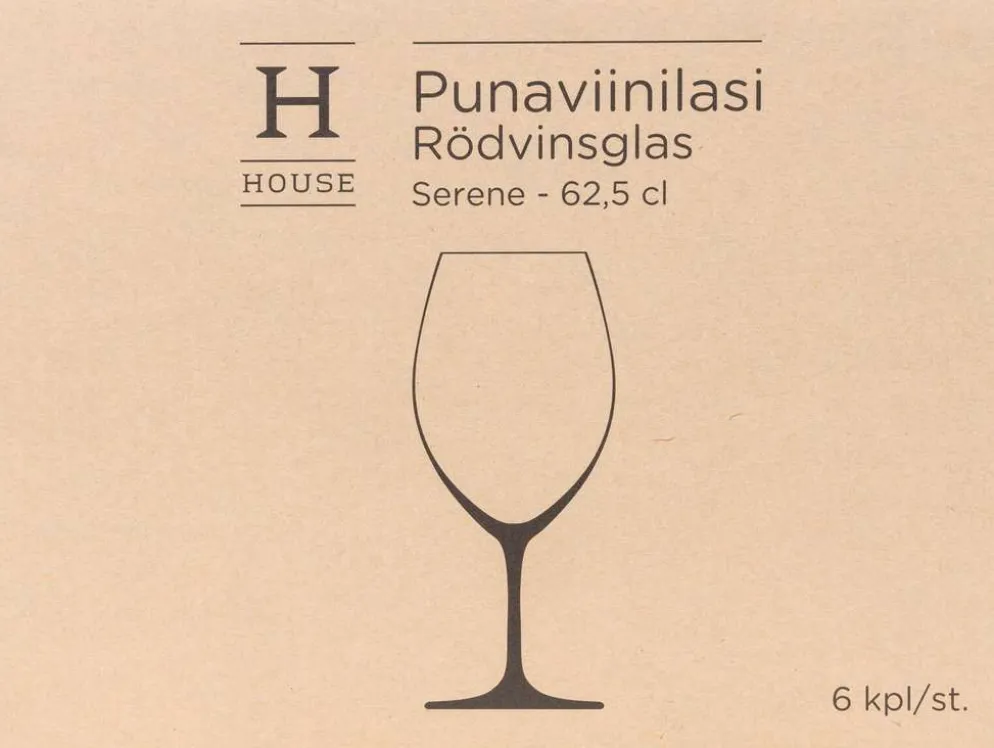 House punaviinilasi Serene 62,5 cl 6-pack