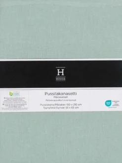 House pussilakanasetti pellava/puuvilla 150x210 cm, vihreä