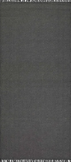 House puuvillamatto Twill 90x200 cm harmaa/musta