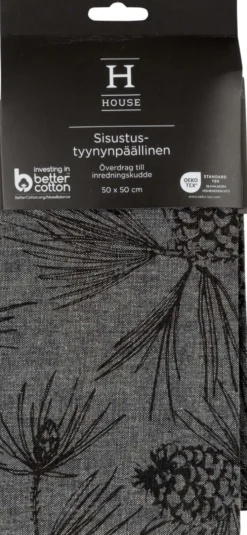 House sisustustyynynpäällinen Pine 50x50 cm, musta meleerattu