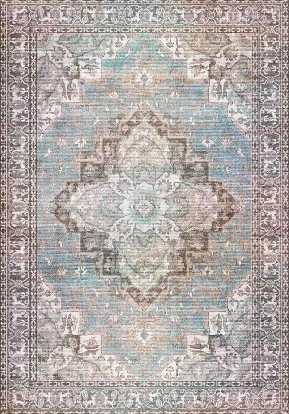 ihankotona Kuviollinen matto Zahra 80x200 cm vaaleansininen