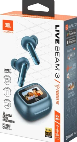 JBL Bluetooth vastamelunappikuulokkeet Live Beam 3 sininen