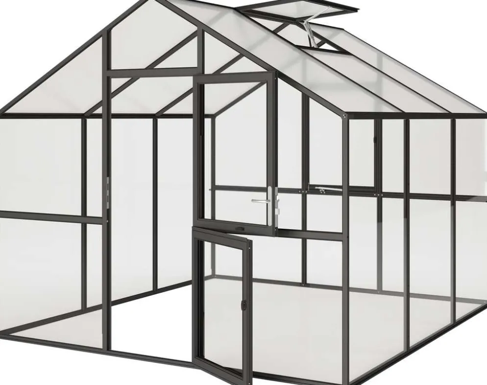 Kreative Gartentechnik kasvihuone Ortasia III 9,59 m2 antrasiitinharmaa lasi