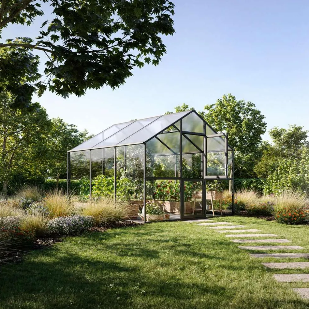 Kreative Gartentechnik kasvihuone Ortasia III 9,59 m2 antrasiitinharmaa lasi