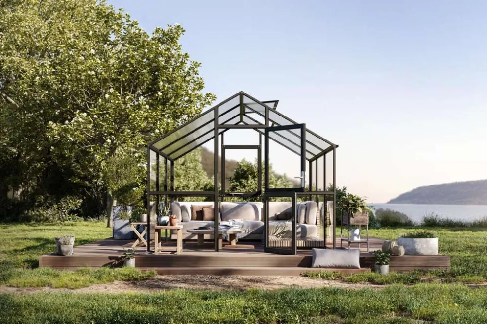Kreative Gartentechnik kasvihuone Ortasia III 9,59 m2 antrasiitinharmaa lasi
