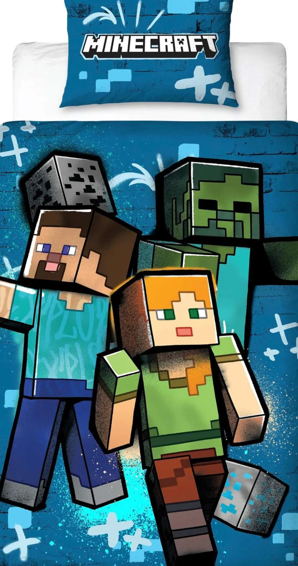 Lasten pussilakanasetti Minecraft 150x210+50x60 cm