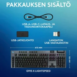 Logitech g915 x lightspeed langaton pelinäppäimistö tactile musta