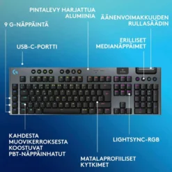 Logitech g915 x lightspeed langaton pelinäppäimistö tactile musta