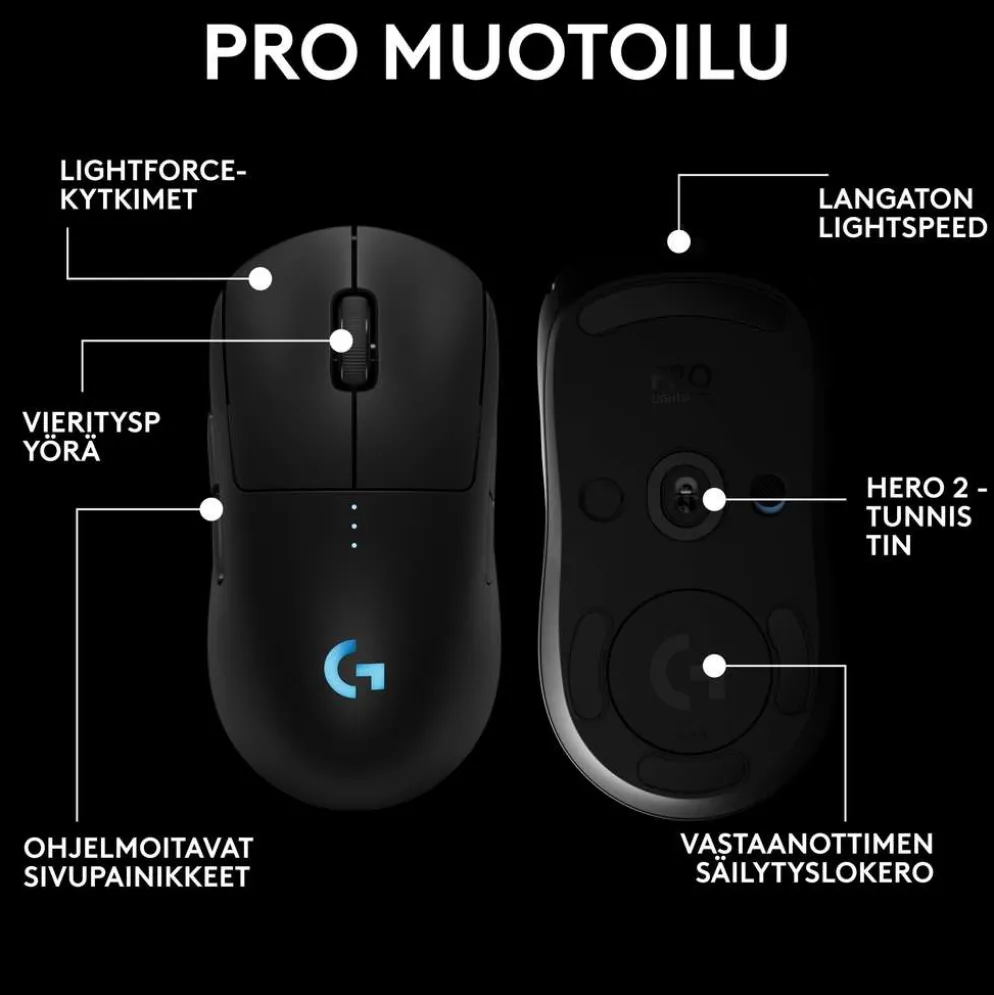 Logitech Pro 2 lightspeed pelihiiri musta