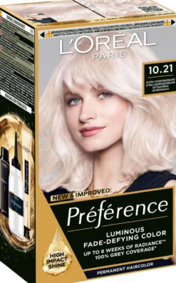 L'Oréal Paris Préférence 10.21 Stockholm Extra Light Pearl Blonde Erittäin kirkas helmiäisvaalea kestoväri 1kpl