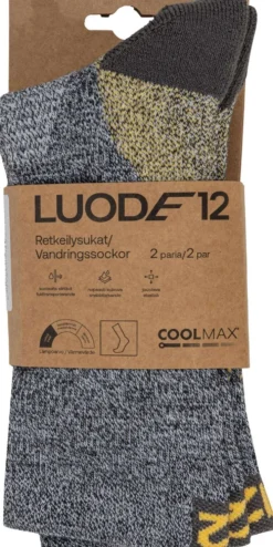 Luode12 unisex retkeilysukat 2-pack Coolmax