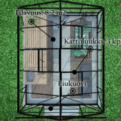 Lykke Kasvihuone Hybrid 8,2m2, musta
