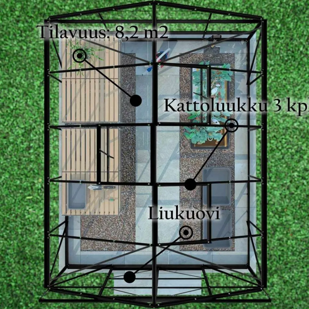 Lykke Kasvihuone Hybrid 8,2m2, musta