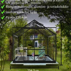 Lykke Kasvihuone Hybrid 8,2m2, musta