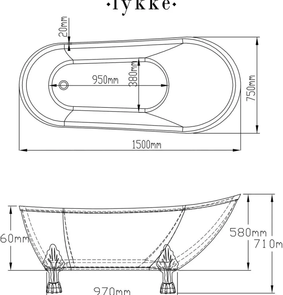 Lykke Tassuamme Nordic Deluxe 1500x750x710mm, valkoinen