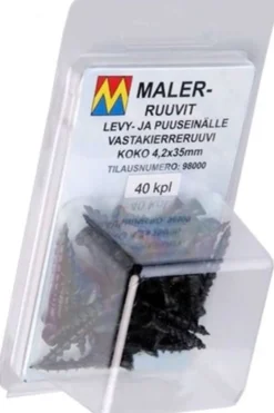 Maler pika -ja piilokiinnikkeen ruuvit levy- ja puuseinälle koko 4,2x35 40 kpl/pkt 98000 Maler