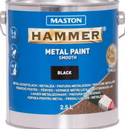 Maston metallimaali Hammer Sileä musta 2,5 l