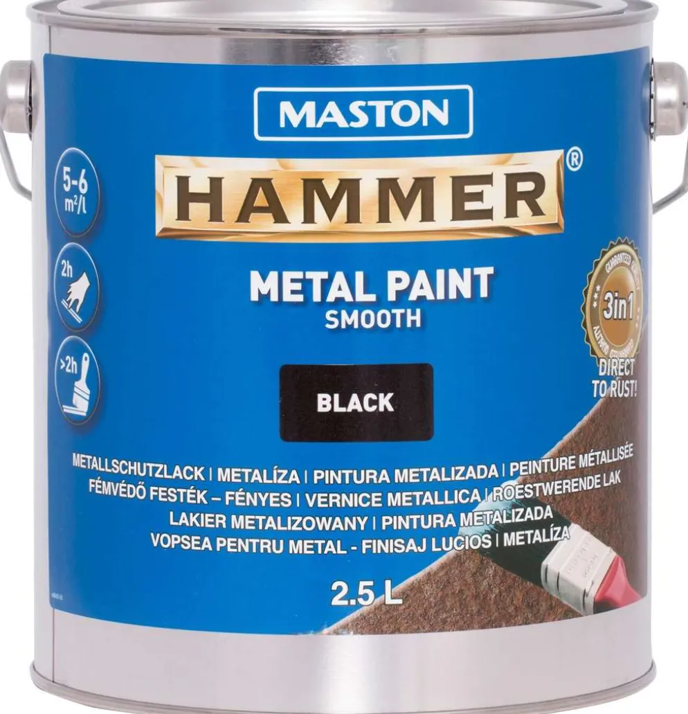 Maston metallimaali Hammer Sileä musta 2,5 l