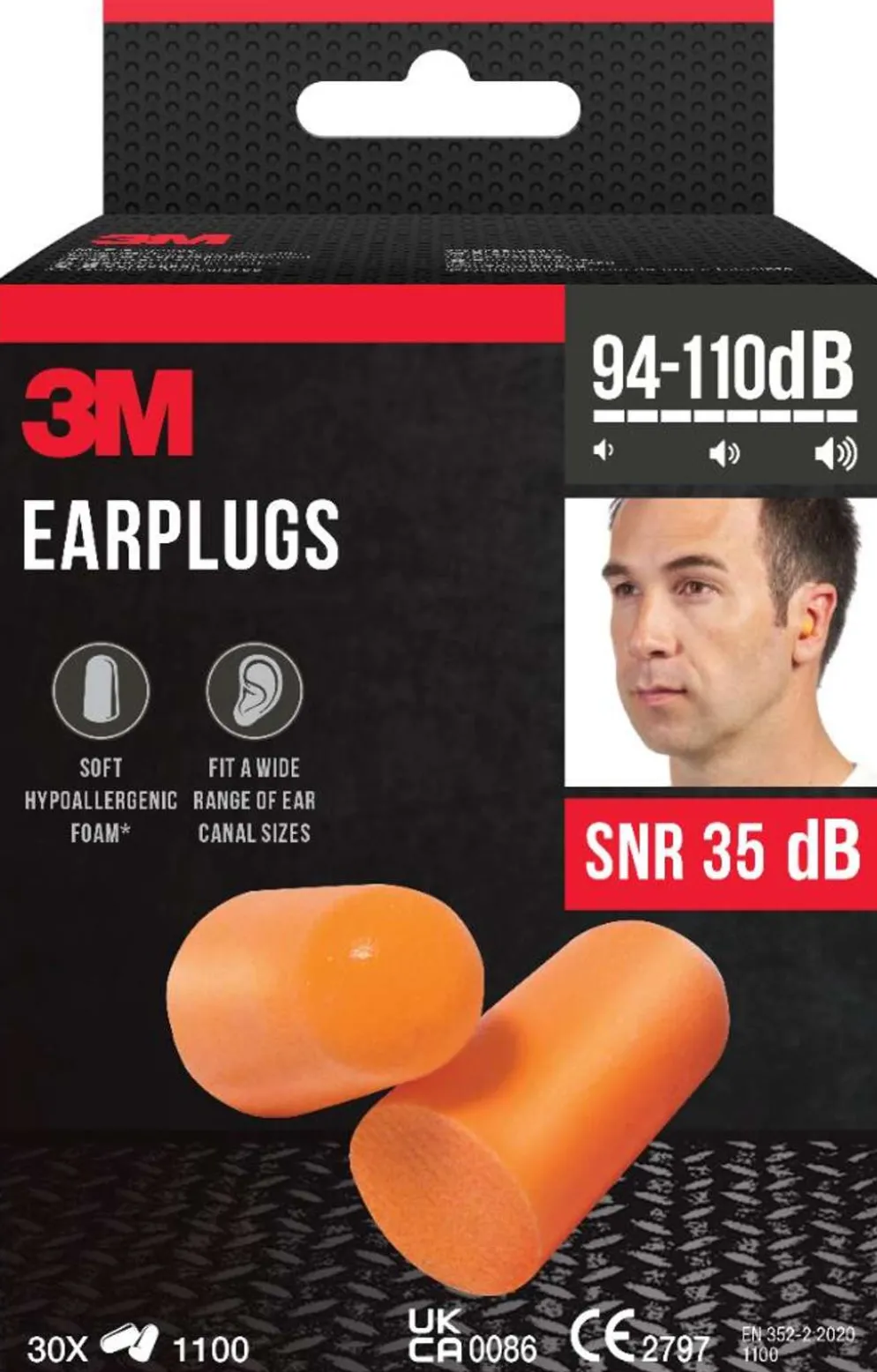 3M™ korvatulpat 1100 SNR 35 dB 30 paria
