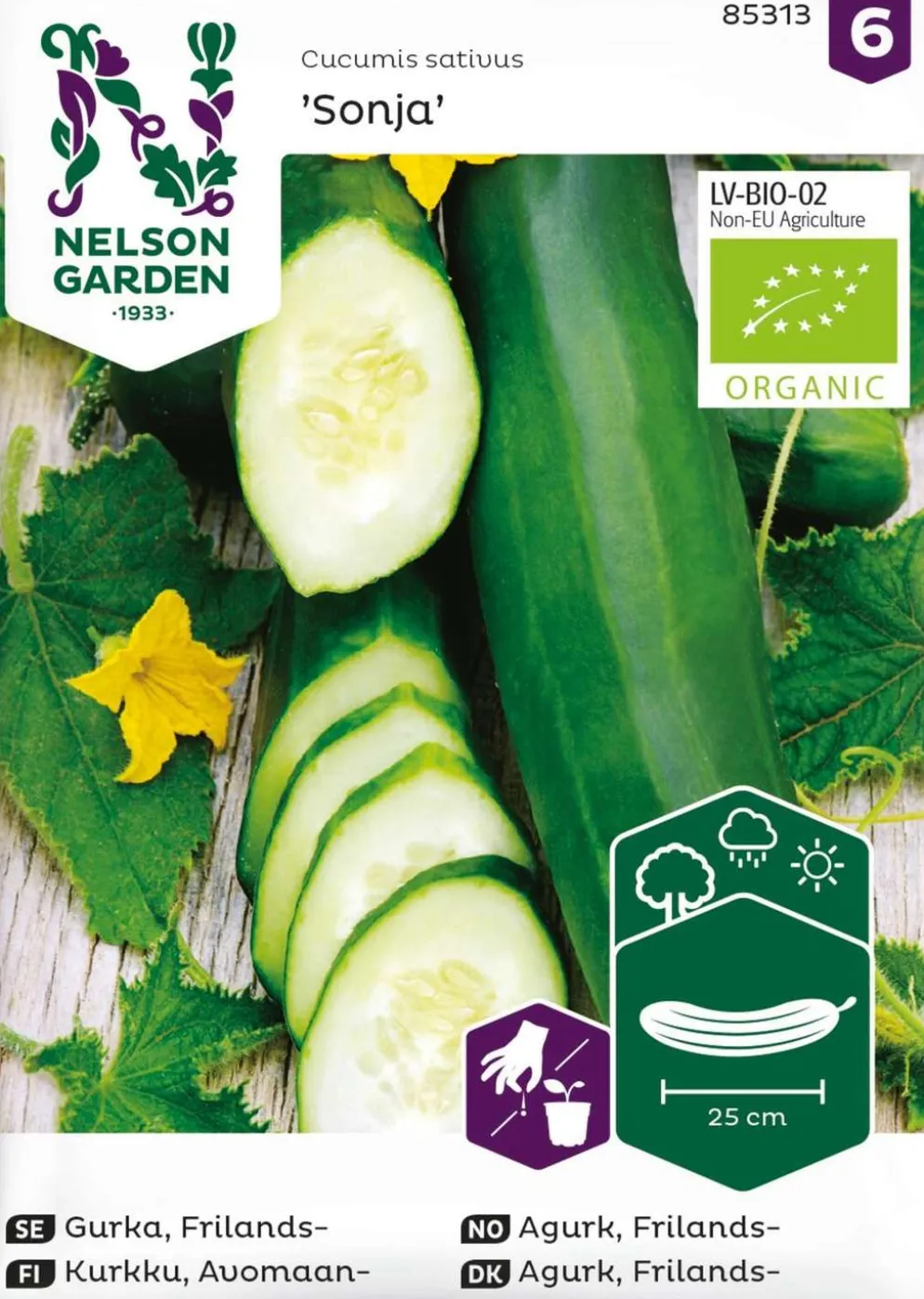 Nelson Garden Basic kurkku, avomaan-, Sonja, pitkä, luomu