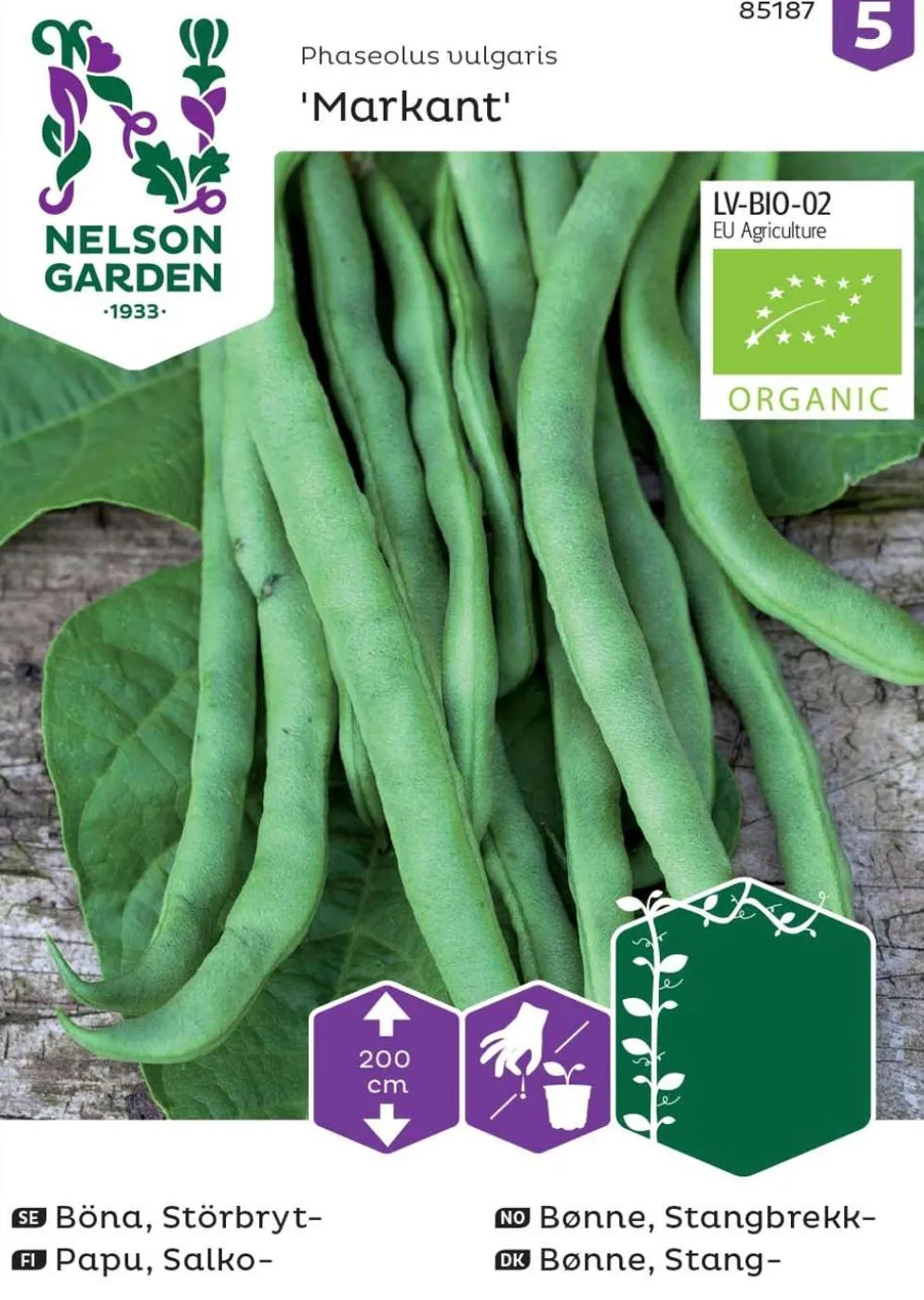 Nelson Garden Basic siemen papu, salko-, Markant, luomu