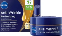 NIVEA 50ml Anti-Wrinkle Revitalizing Night Cream 55+ -yövoide