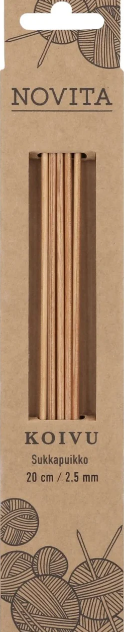 Novita sukkapuikot 20 cm koivu 2.5 mm