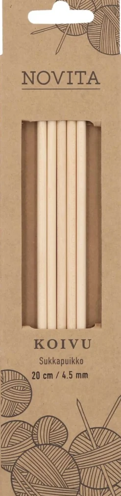 Novita sukkapuikot 20 cm koivu 4.5 mm