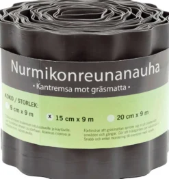 Nurmikonreunanauha muovia musta 15cmx9 m