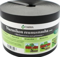 Nurmikon reunusnauha suora 9 cm x 9 m musta