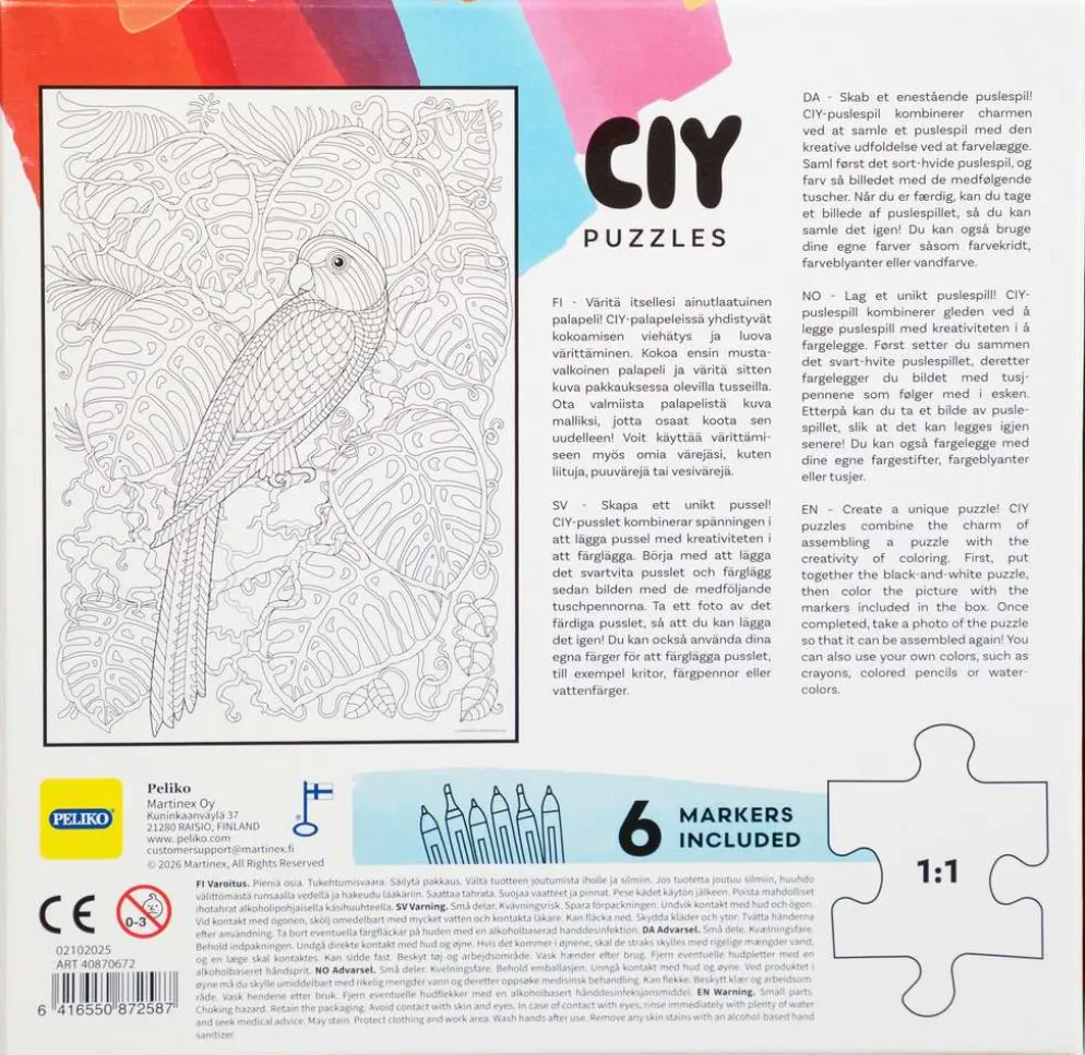 Peliko palapeli Color it Yourself 99 palaa tussit