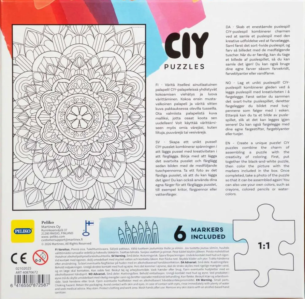 Peliko palapeli Color it Yourself 99 palaa tussit