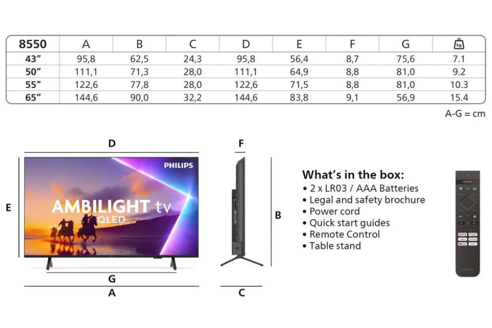 Philips 50" PUS8550 QLED UHD Smart Ambiligh TV
