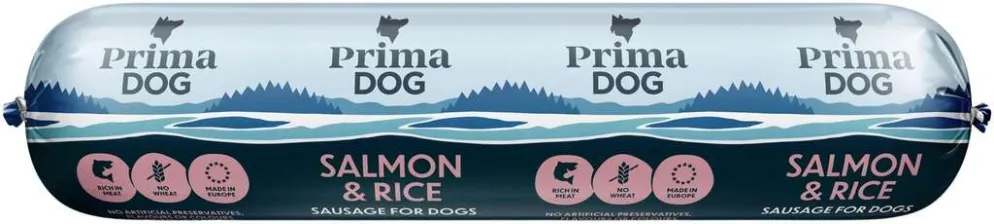 PrimaDog Lohi-riisi makkara 800 g