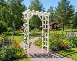 Puutarhaportti, valkoinen, 210x140x69cm
