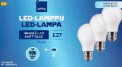 Rainbow LED-lamppu 7W E27 4000K 806lm huurrettu lasi 3kpl